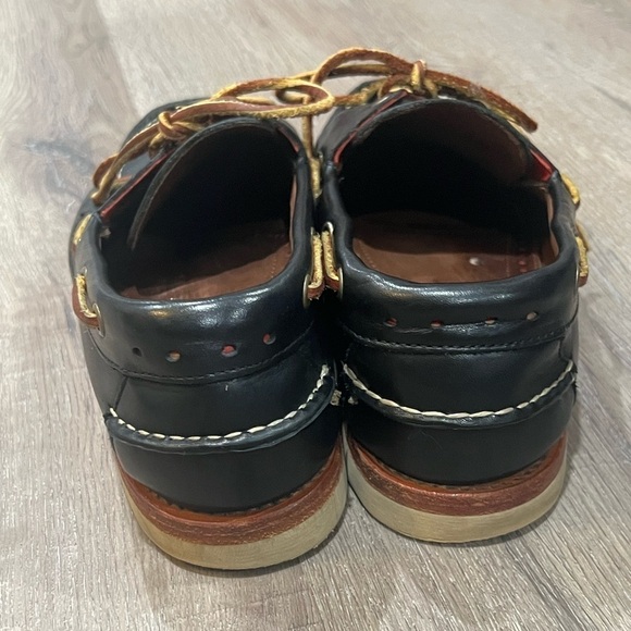 Men’s Allen Edmonds 9.5D 2 Eye Full Leather Westbrook Boat Shoe Dark Blue EUC - Picture 5 of 10